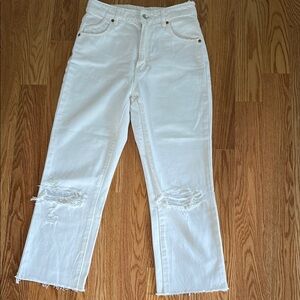 Rolla's White Distressed Straight leg Women's Jeans size 26